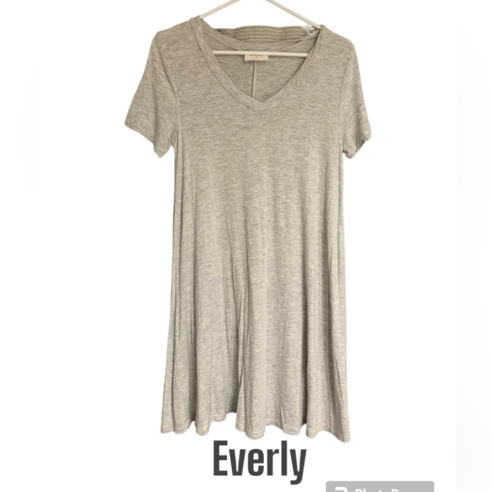 Everly rayon/spandex tee shirt dress small gray grey